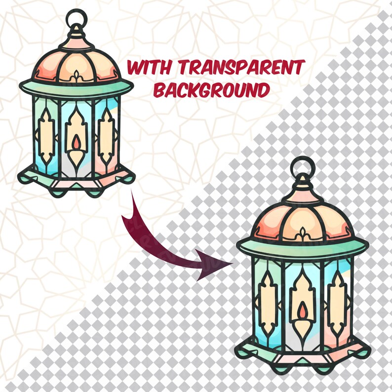 May include: A colorful, ornate lantern with a candle inside. The lantern has a green, blue, and orange stained glass design. The image shows the lantern with and without a transparent background.