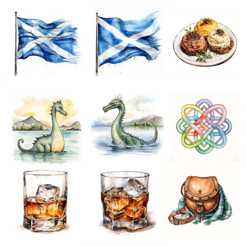 St Andrews Day Clipart Bundle Scotland Printable Highland Cow Scottish ...