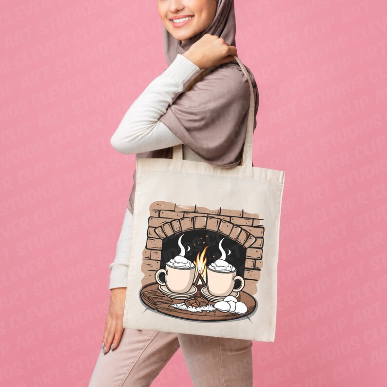 Varm choklad Clipart-paket Varm choklad PNG-paket Söt varm chokladkaka Kopp Mugg Marshmallows Söt Kawaii Nedladdningsbar för chokladälskare bild 5