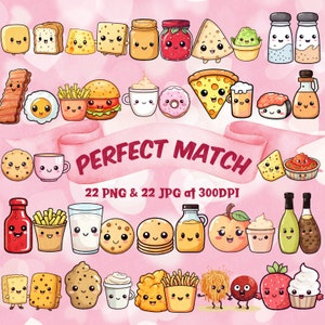 Perfekte Ergänzung Süßes Kawaii Essen Paare PNG Beste Freunde Clipart Kawaii Valentine PNG Süße Süßigkeiten Kawaii Herunterladbare Clipart Süß Lebensmittel Paare