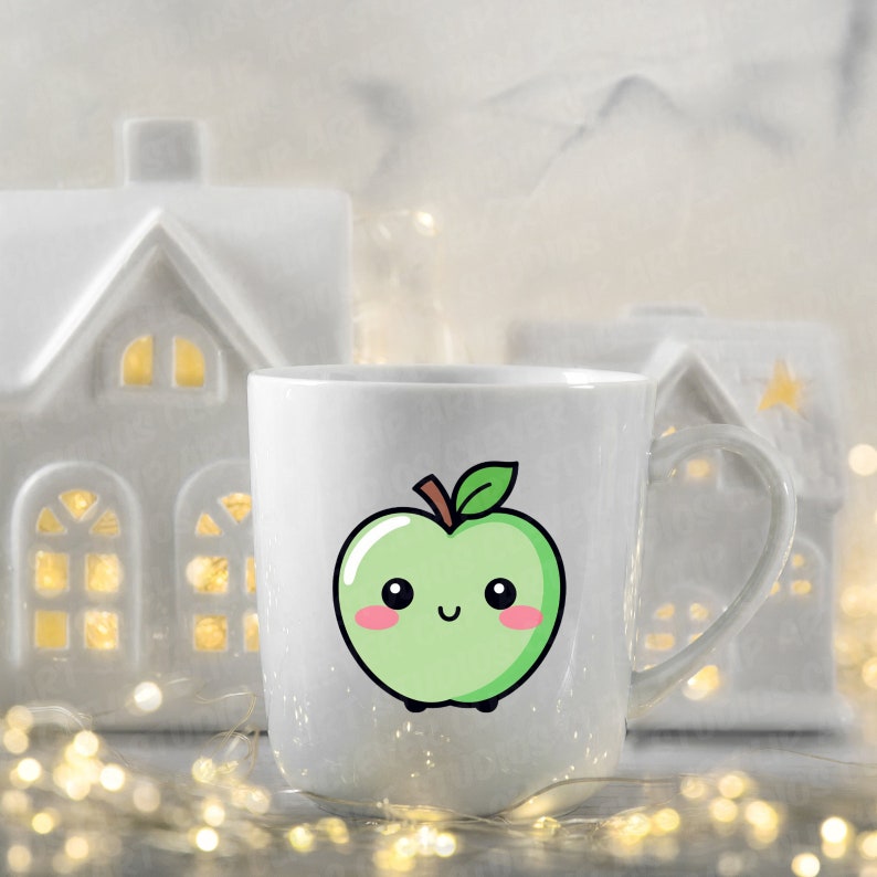 Söt Kawaii Frukt Clipart Bundle Akvarell Söt Frukt PNG Söt Sommarfrukt Set Transparent Tropiska Frukter Kawaii Jordgubb Citron Lime bild 3