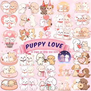 Cucciolo amore San Valentino cani coppie Clipart cucciolo carino PNG Bundle Buon San Valentino amante dei cani cani carini PNG San Valentino cucciolo coppia Clipart