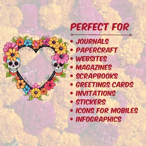 Cute Day Of The Dead Floral Frame Clipart Bundle Dia De Los Muertos Flower Frame PNG Traditional Mexican Halloween Frame Flower Border Frame image 9
