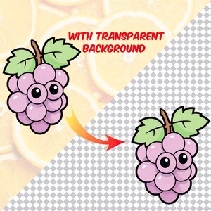 Söt Kawaii Frukt Clipart Bundle Akvarell Söt Frukt PNG Söt Sommarfrukt Set Transparent Tropiska Frukter Kawaii Jordgubb Citron Lime bild 8