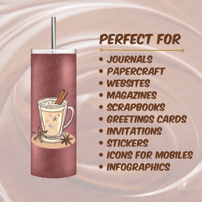 Varm choklad Clipart-paket Varm choklad PNG-paket Söt varm chokladkaka Kopp Mugg Marshmallows Söt Kawaii Nedladdningsbar för chokladälskare bild 9