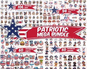 Cute Patriotic 4th July Clipart Mega Bundle USA Independence Day PNG Megabundle American Clipart Cute Kawaii Download Free Commercial Use