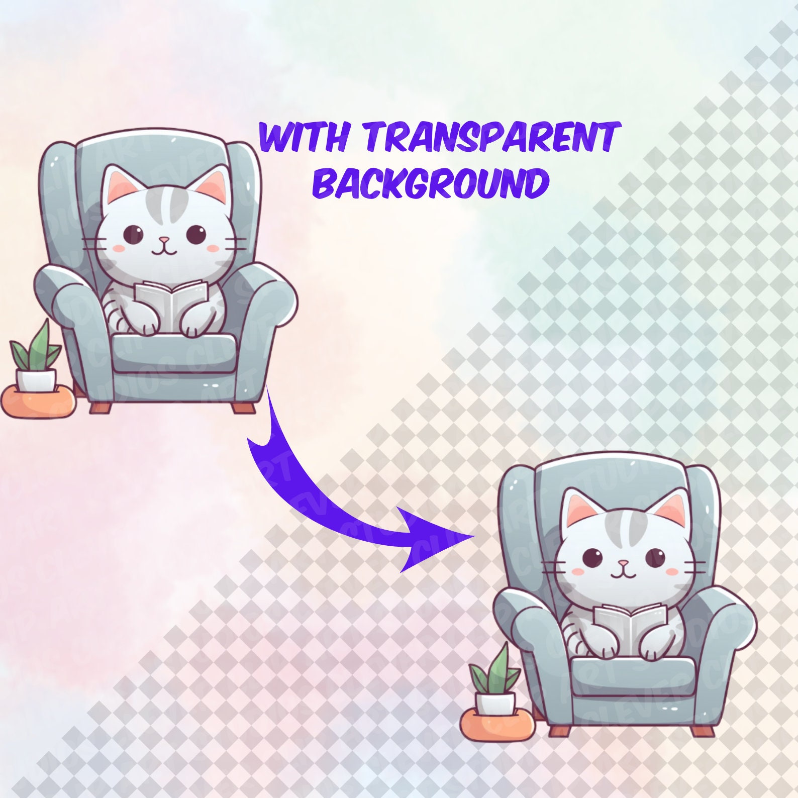 Cute Cat Kawaii Clipart Bundle Cute Kitten Clipart Transparent PNG ...
