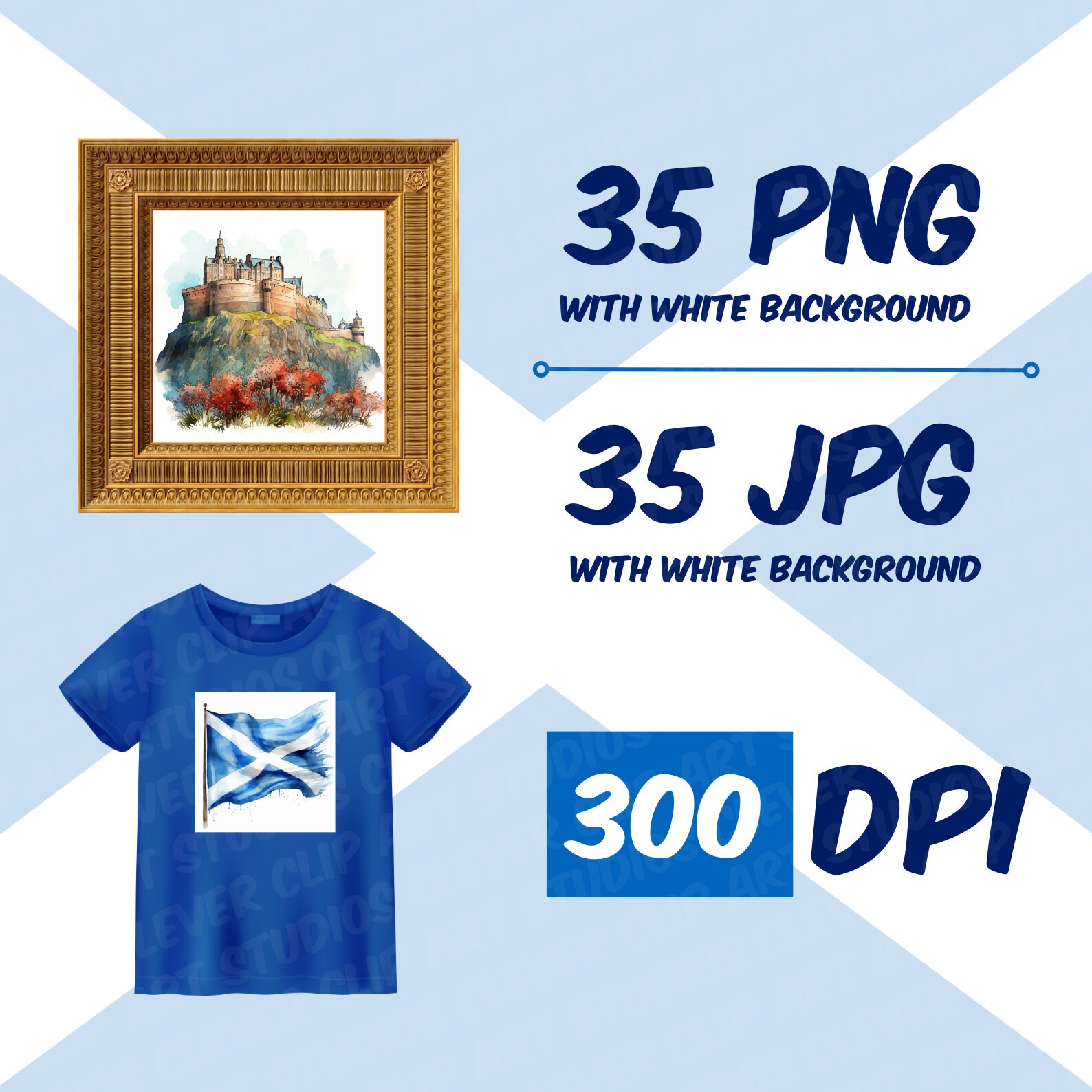 St Andrews Day Clipart Bundle Scotland Printable Highland Cow Scottish ...