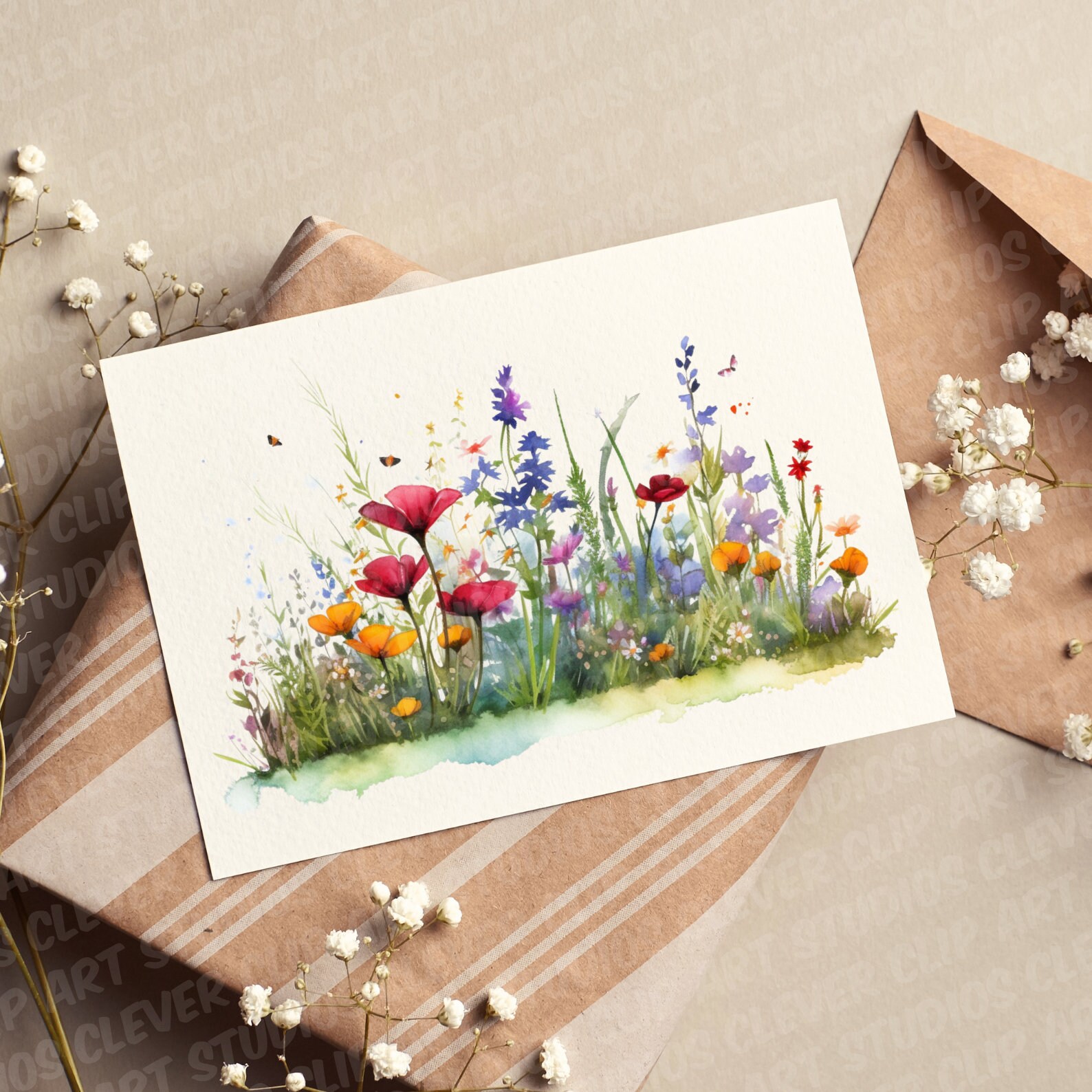 Wildflower Meadows Clipart Watercolor Floral Wild Flower Meadow PNG ...