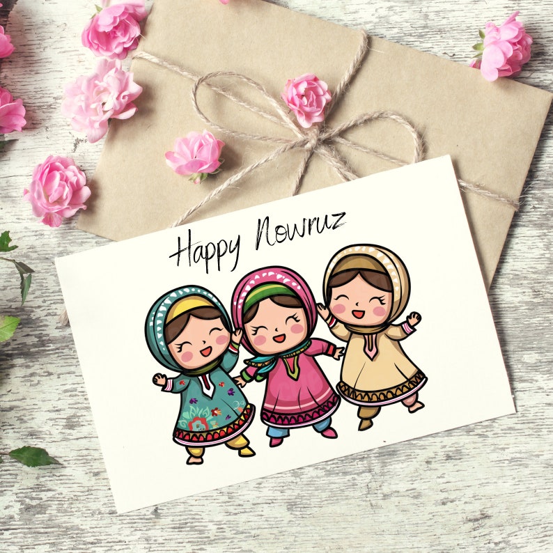 Happy Nowruz Clipart Bundle Persian New Year Cute Goldfish Haft Seen Mirror Candle Hyacinth Kids Celebrating First Day of Spring PNG Bundle image 2