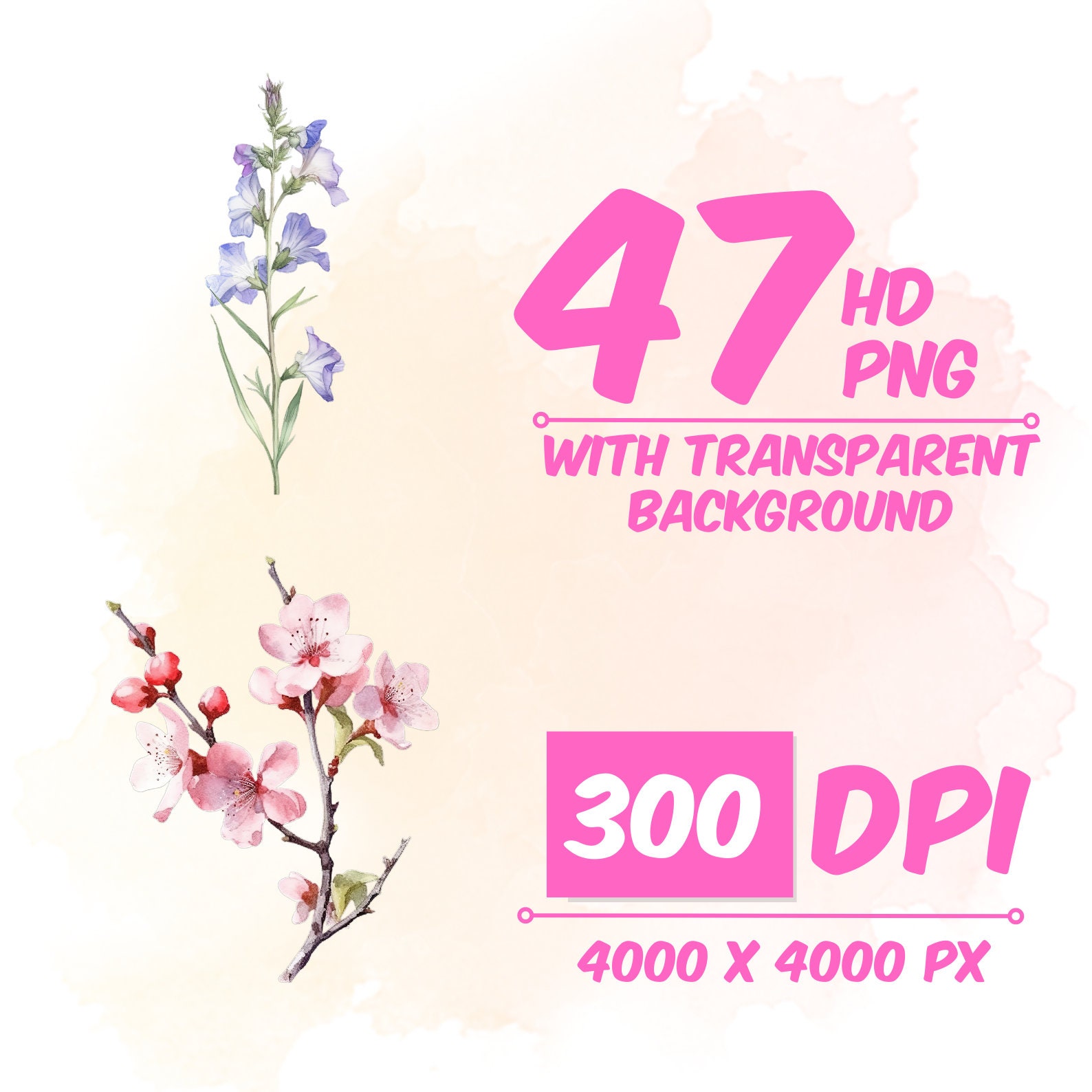 Birth Month Flowers Clipart, Watercolor Floral PNG Bundle, DIY Birth