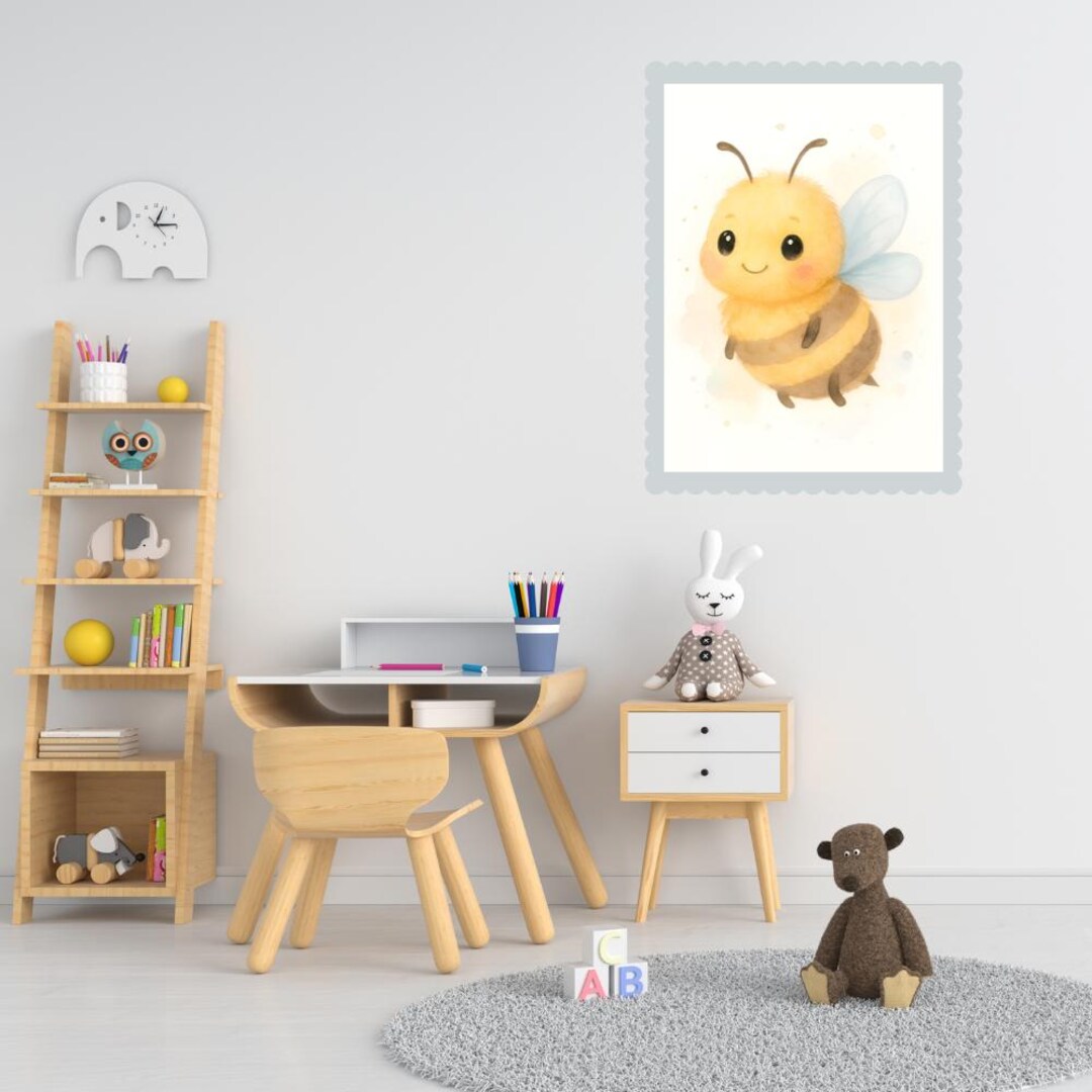 Baby Animals Wall Art, Pack 5 JPG, Watercolor Nursery Prints, Cute ...