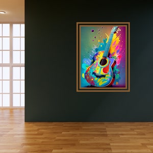 Guitar Fauvism, Guitar Poster, Guitar png, pack 5 png, digital clipart, Fauvism art, Wall art decor, Instant download, office clipart.