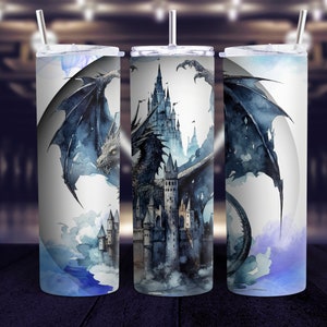 Blue Dragon With Moon Fantasy Tumbler Wrap