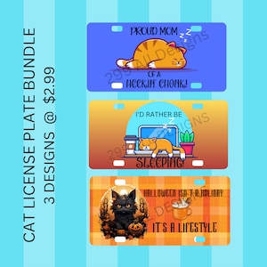 Cat Themed Sublimation License Plate Bundle