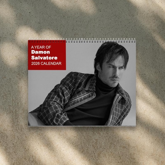 Calendrier mural Damon Salvatore 2026, calendrier de l'année Damon, cadeau pour les fans de Vampire Diaries, produits dérivés Celebrity Crush,
