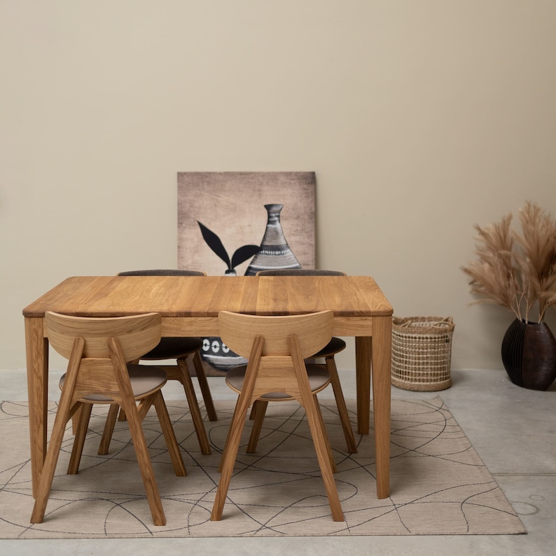 Scandinavian Large Dining Table, Solid Oak Extendable Table Table Extensible en Chêne Massif, ausziehbarer Tisch Table de cuisine extensible