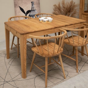 Scandinavian Large Dining Table, Solid Oak Extendable Table Table Extensible en Chêne Massif, ausziehbarer Tisch Table de cuisine extensible