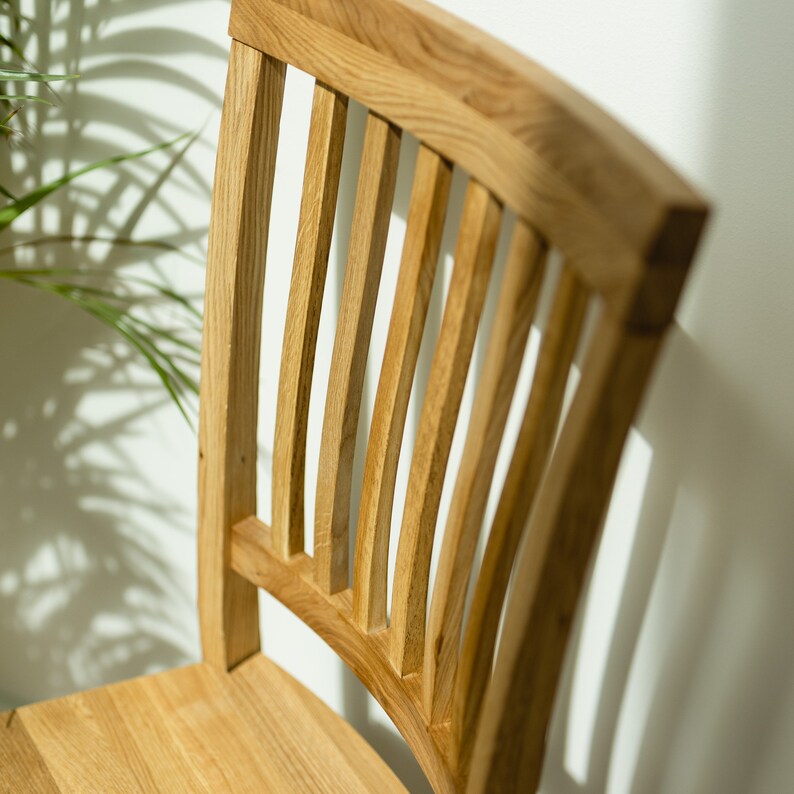Set of 2 Modern Wood Chair, Solid Oak Dining Chairs, Chaises de salle à manger en chêne massif, Esszimmerstühle aus massiver Eiche, Sillas 画像 7
