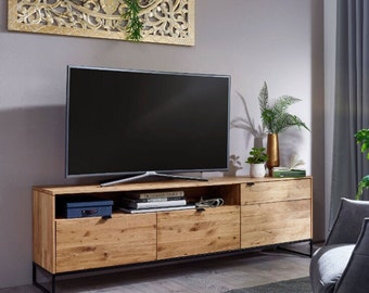 Mueble de TV de madera maciza de roble, escandinavo moderno, Meuble TV en bois de chêne massif, TV-Schrank Eichenholz, Mueble de Television Roble