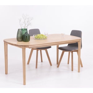 Uitschuifbare eettafel in massief houten Scandinavische stijl, Massivholz-Esstisch im nordischen, Table à manger en bois massif Style nordique, HANDGEMAAKT