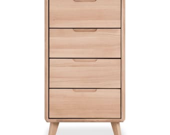 VESKOR Cómoda de madera maciza, almacenaje de roble, cajones de madera, estanterías de roble, estilo nórdico, muebles de roble, Massivholz-Kommode, cómoda en madera.