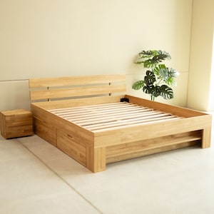 Ręcznie wykonane łóżka z litego drewna dębowego | Drewniane ramy łóżek Premium | Cama de Madera | Lits en bois de chêne masyw | Betten aus masywnego Eichenholza