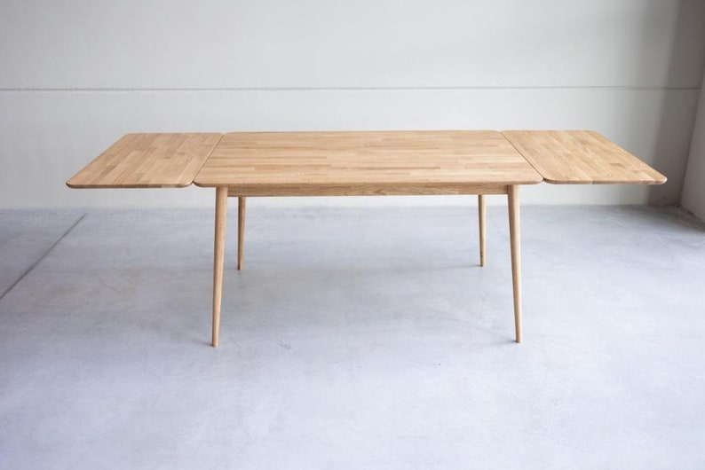 Scandinavian Dining Table, Solid Oak Extendable Table