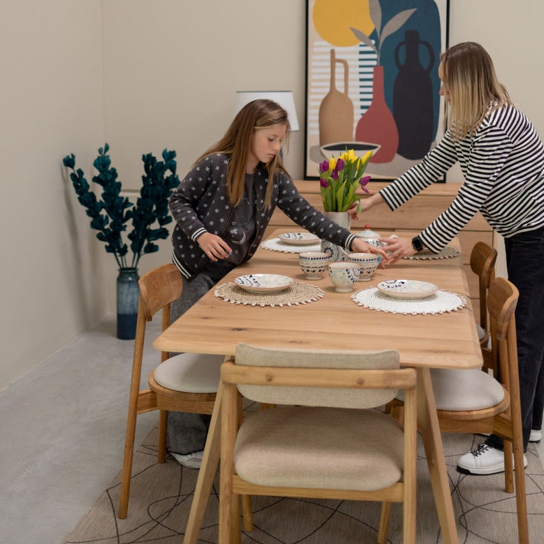 VESKOR Solid wood extendable dining table,oak table, Massiver ausziehbarer Esstisch aus Holz, table à manger extensible en bois massif