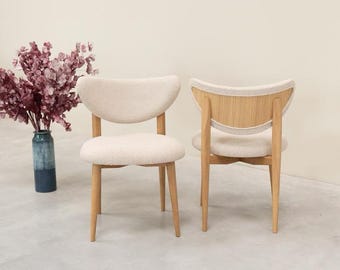Solid Oak Dining Chairs: Upholstered NUBE, Set of 2 or 4