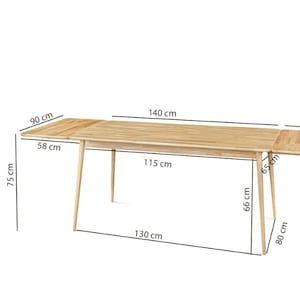 Measures Scandinavian Dining Table, Solid Oak Extendable Table