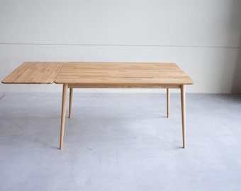 Scandinavian Dining Table, Solid Oak Extendable Table, Wooden Table, Table Extensible en Chêne Massif, ausziehbarer Tisch