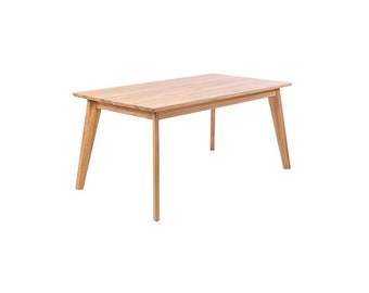 Extending dining table in solid wood Nordic style, Massivholz-Esstisch im nordischen, Table à manger en bois massif Style nordique, HANDMADE