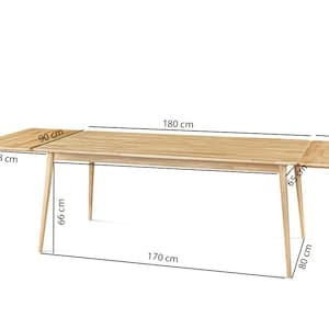 Measures Scandinavian Dining Table, Solid Oak Extendable Table