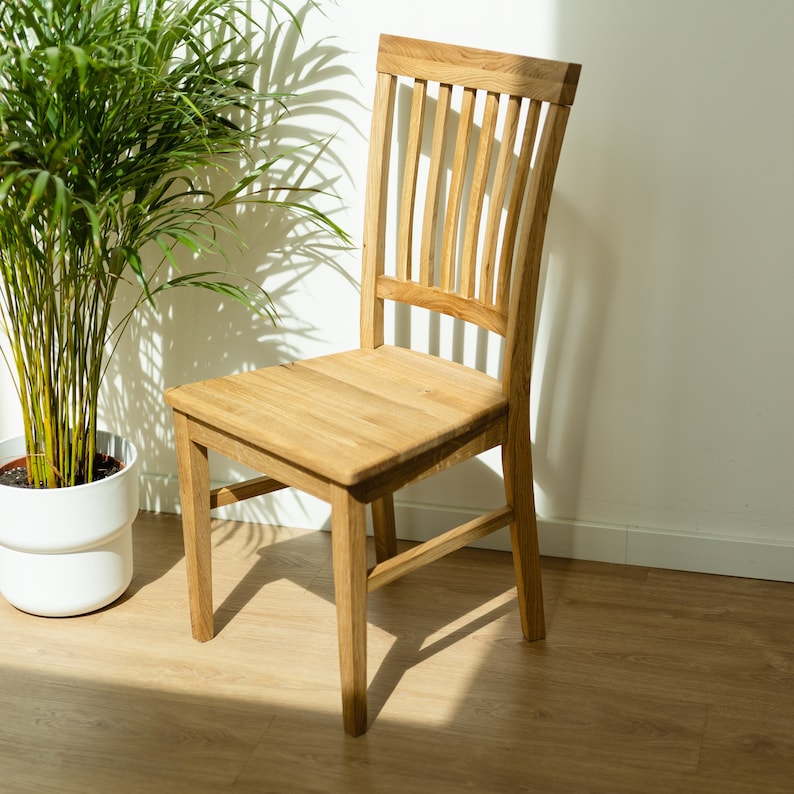 Set of 2 Modern Wood Chair, Solid Oak Dining Chairs, Chaises de salle à manger en chêne massif, Esszimmerstühle aus massiver Eiche, Sillas Honey Oak