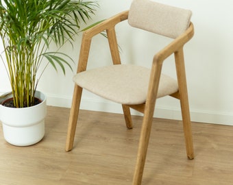 Set of 2 Modern Wood Chair, Solid Oak Dining Chairs, Chaises de salle à manger en chêne massif, Esszimmerstühle aus massiver Eiche, Sillas