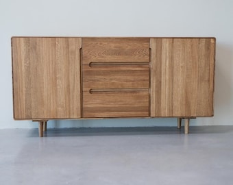 Solid Oak Sideboard: Scandinavian Modern Design