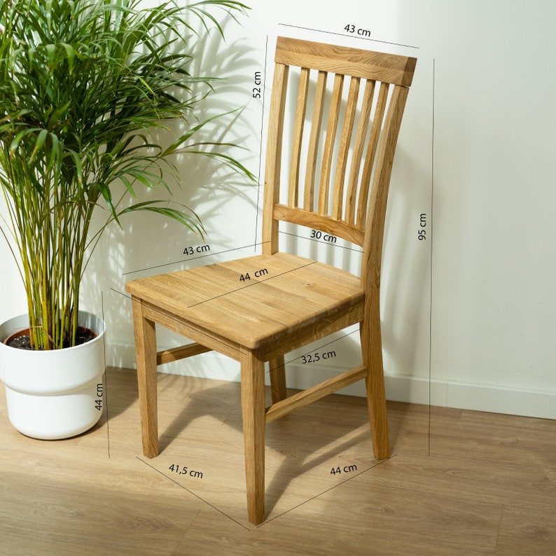 Set of 2 Modern Wood Chair, Solid Oak Dining Chairs, Chaises de salle à manger en chêne massif, Esszimmerstühle aus massiver Eiche, Sillas 画像 10