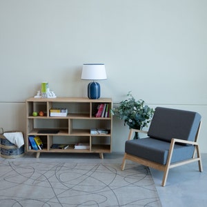 Eiche Massivholz Bücherregal: Skandinavisches Bücherregal, Nussbaum Buche Regal