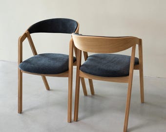 Solid Oak Dining Chairs: Upholstered Scandinavian Design, Set of 2 or 4