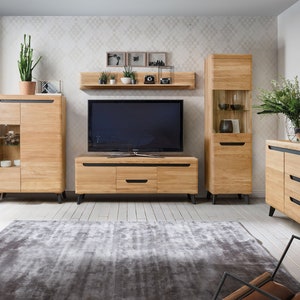 Massief eiken plank voor woonkamer, Massivholz Eiche Regal für Wohnzimmer, Étagère en bois de chêne massif pour le salon, Escandinavian Style