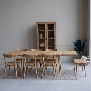 Scandinavian Dining Table, Solid Oak Extendable Table, Wooden Table, Table Extensible en Chêne Massif, ausziehbarer Tisch