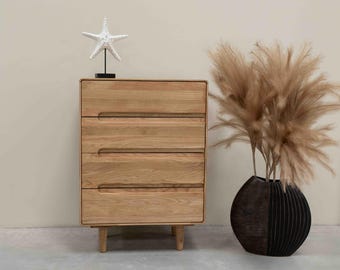 Solid Oak Dresser: Scandinavian Style Chest of Drawers