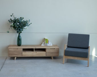 VESKOR massief houten tv-meubel, houten tv-meubel, eiken tv-meubel, Scandinavische stijl, TV-Schrank aus Massivholz, Skandinavischer Stil, tv en bois massif.