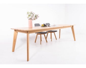 Handmade Extendable Beech Wood Dining Table: Nordic Style