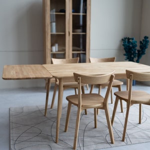 Scandinavian Dining Table, Solid Oak Extendable Table, Wooden Table, Table Extensible en Chêne Massif, ausziehbarer Tisch