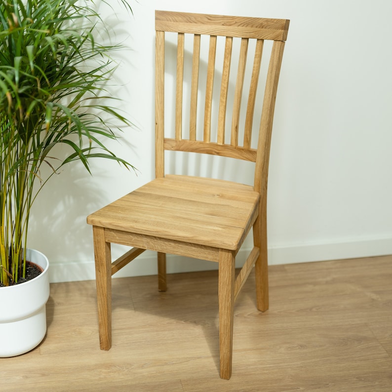 Set of 2 Modern Wood Chair, Solid Oak Dining Chairs, Chaises de salle à manger en chêne massif, Esszimmerstühle aus massiver Eiche, Sillas 画像 6