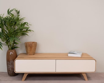 Mueble de TV de roble macizo: consola multimedia de estilo escandinavo, Oslo 1