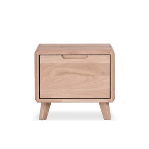 Solid Oak Nightstand: VESKOR Scandinavian Bedside Table