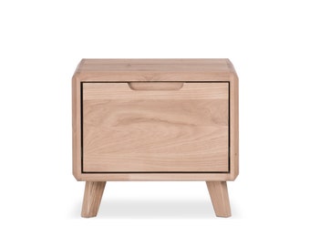 Solid Oak Nightstand: VESKOR Scandinavian Bedside Table